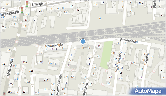 Katowice, Równoległa, 8, mapa Katowic