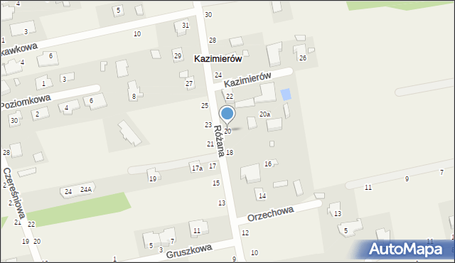 Kazimierów, Różana, 20, mapa Kazimierów
