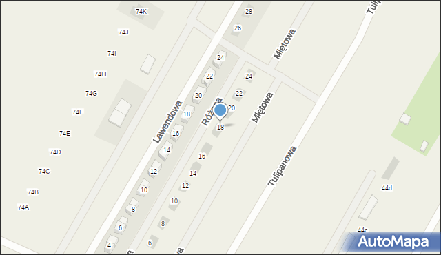 Kiełpin, Różana, 18, mapa Kiełpin