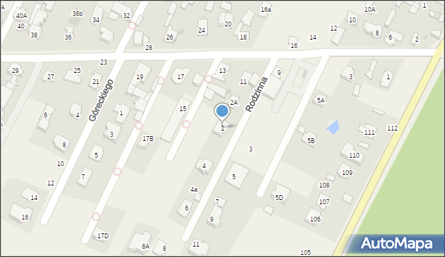 Klaudyn, Rodzinna, 2, mapa Klaudyn