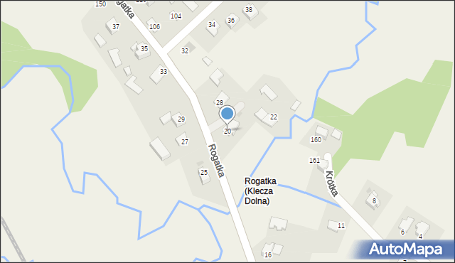 Klecza Dolna, Rogatka, 20, mapa Klecza Dolna