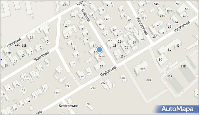 Kołobrzeg, Różana, 10, mapa Kołobrzegu