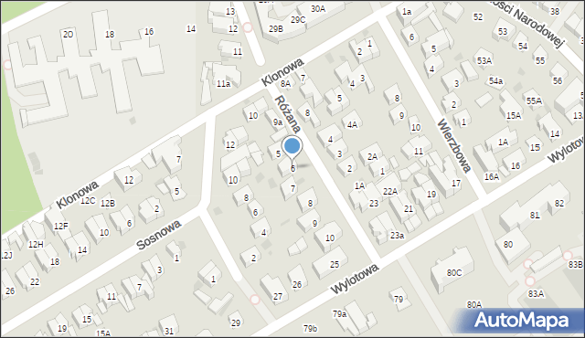 Kołobrzeg, Różana, 6, mapa Kołobrzegu