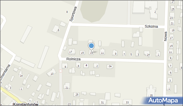 Konstantynów, Rolnicza, 13, mapa Konstantynów