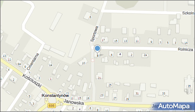 Konstantynów, Rolnicza, 8, mapa Konstantynów