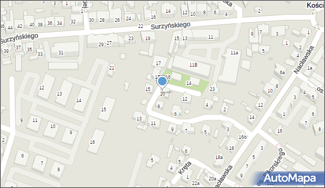 Kościan, Różana, 10, mapa Kościan