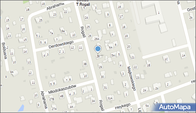 Kościerzyna, Rogali Tomasza, 28, mapa Kościerzyna