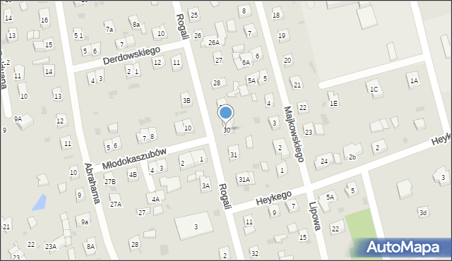 Kościerzyna, Rogali Tomasza, 30, mapa Kościerzyna