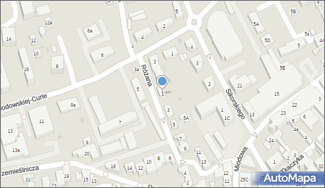 Kościerzyna, Różana, 1, mapa Kościerzyna