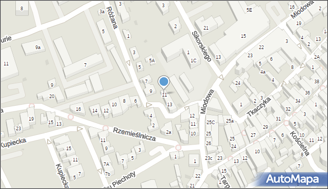 Kościerzyna, Różana, 11, mapa Kościerzyna