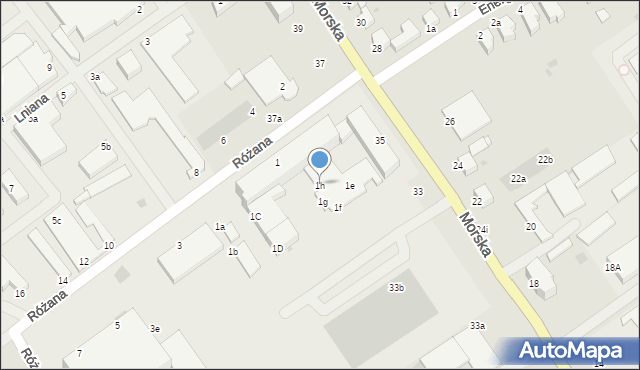 Koszalin, Różana, 1h, mapa Koszalina