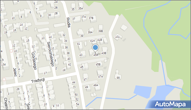 Koszalin, Rodła, 43A, mapa Koszalina