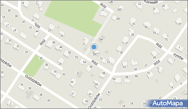 Koszalin, Róż, 29, mapa Koszalina