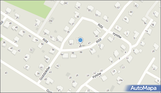 Koszalin, Róż, 45, mapa Koszalina