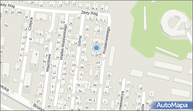 Kraków, Rodakowskiego Henryka, 14, mapa Krakowa