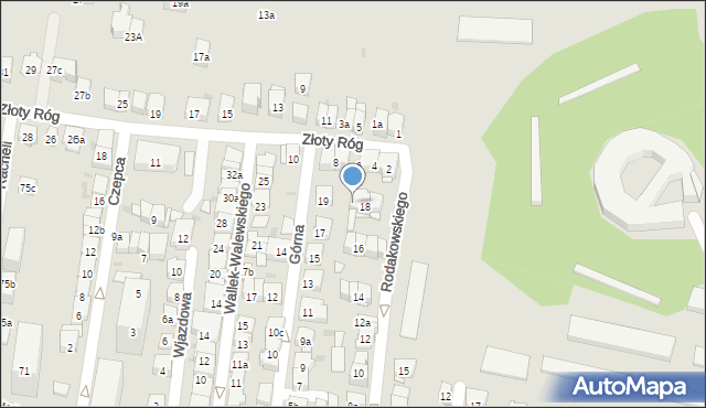 Kraków, Rodakowskiego Henryka, 18a, mapa Krakowa