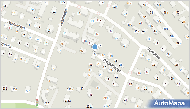 Kraków, Rogalskiego Tadeusza, 34, mapa Krakowa