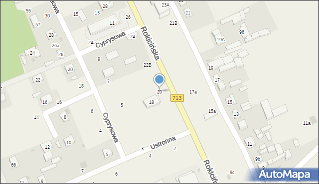 Kraszew, Rokicińska, 20, mapa Kraszew