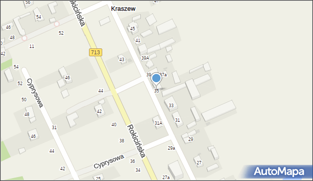 Kraszew, Rokicińska, 35, mapa Kraszew
