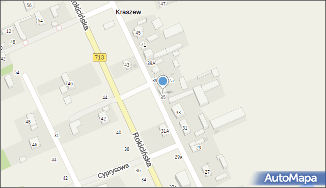 Kraszew, Rokicińska, 37, mapa Kraszew