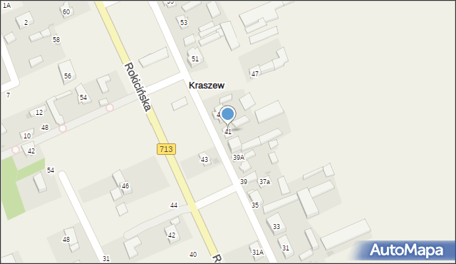 Kraszew, Rokicińska, 41, mapa Kraszew