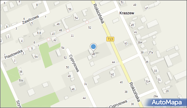 Kraszew, Rokicińska, 46, mapa Kraszew
