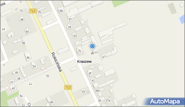 Kraszew, Rokicińska, 49, mapa Kraszew