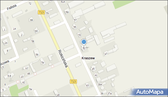 Kraszew, Rokicińska, 51, mapa Kraszew