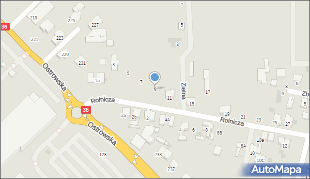 Krotoszyn, Rolnicza, 9, mapa Krotoszyna