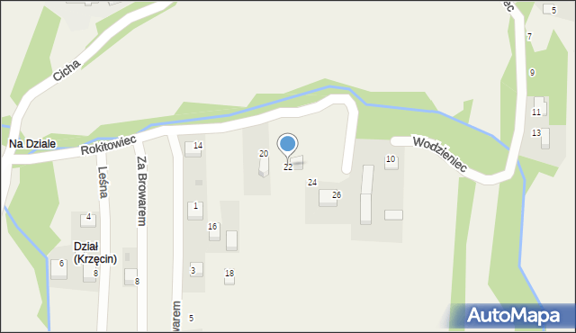 Krzęcin, Rokitowiec, 22, mapa Krzęcin