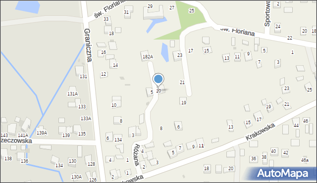 Krzeczów, Różana, 10, mapa Krzeczów