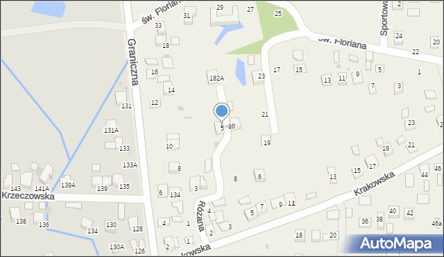 Krzeczów, Różana, 5, mapa Krzeczów