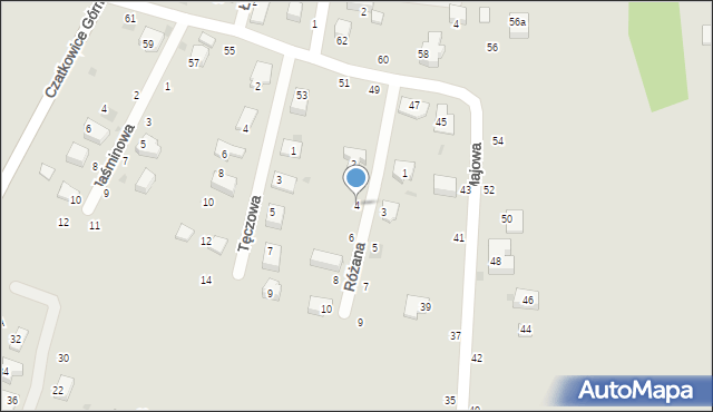 Krzeszowice, Różana, 4, mapa Krzeszowice