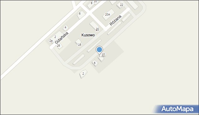 Kusowo, Różana, 8, mapa Kusowo