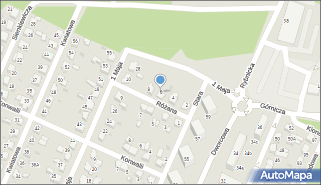 Łaziska Górne, Różana, 6, mapa Łaziska Górne