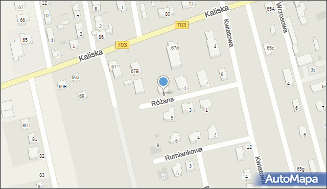 Łęczyca, Różana, 6, mapa Łęczyca