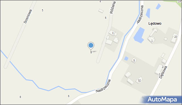 Lędowo, Różana, 8, mapa Lędowo