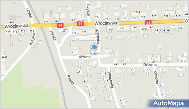 Legnica, Różana, 8, mapa Legnicy