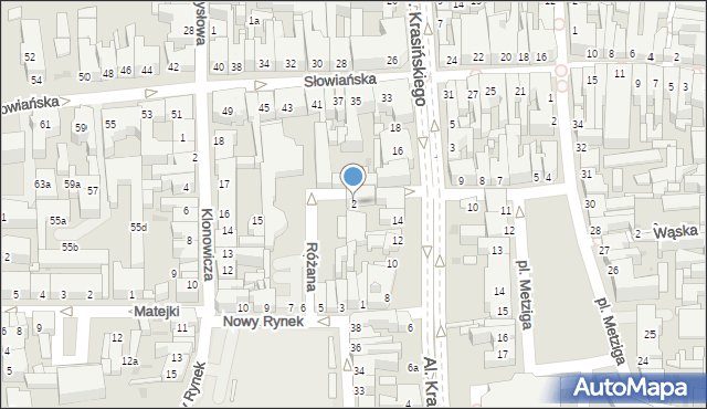 Leszno, Różana, 2, mapa Leszno