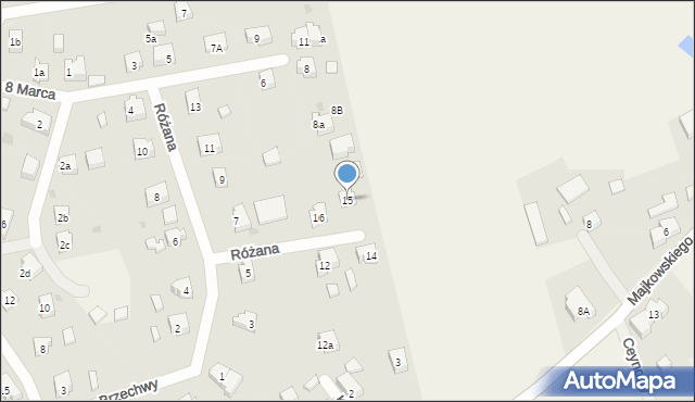 Lipusz, Różana, 15, mapa Lipusz