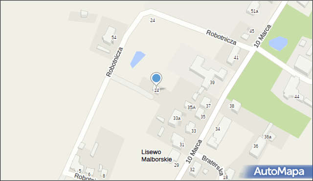 Lisewo Malborskie, Robotnicza, 14, mapa Lisewo Malborskie