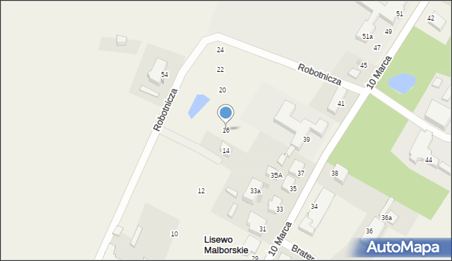Lisewo Malborskie, Robotnicza, 16, mapa Lisewo Malborskie