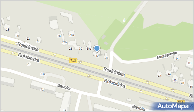 Łódź, Rokicińska, 32, mapa Łodzi