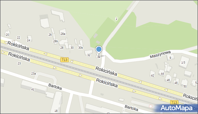 Łódź, Rokicińska, 34, mapa Łodzi