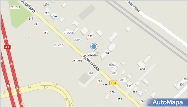 Łódź, Rokicińska, 282b, mapa Łodzi