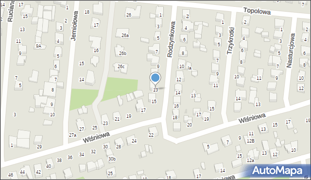Łódź, Rodzynkowa, 13, mapa Łodzi
