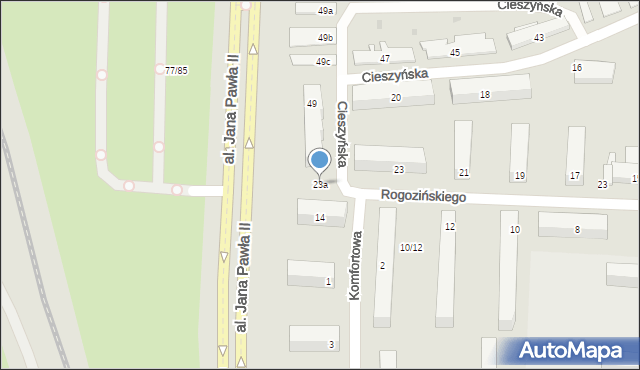 Łódź, Rogozińskiego Stefana, 23a, mapa Łodzi