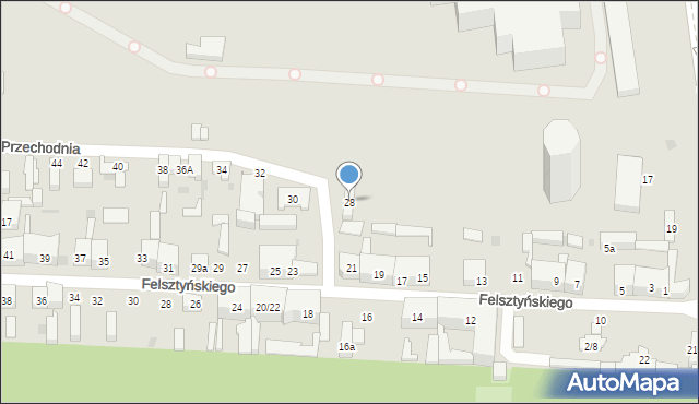 Łódź, Różana, 28, mapa Łodzi