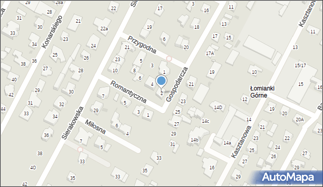 Łomianki, Romantyczna, 2, mapa Łomianki