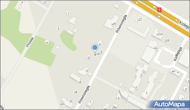 Łomianki, Równoległa, 8, mapa Łomianki